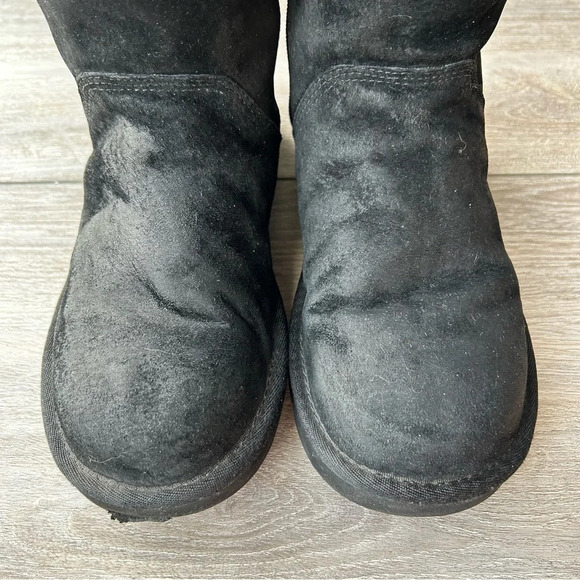 UGG Black Sheepskin Lining Suede Leather Tall Boots - Picture 3 of 16